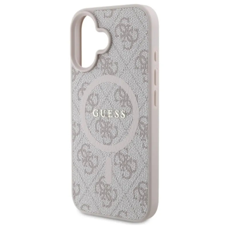 Guess 4G Ring Classic Logo MagSafe – dėklas, skirtas iPhone 16 (rožinis)