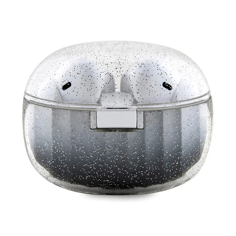 Guess Glitter Gradient – TWS Bluetooth ausinės + įkrovimo dėklas (juodos)