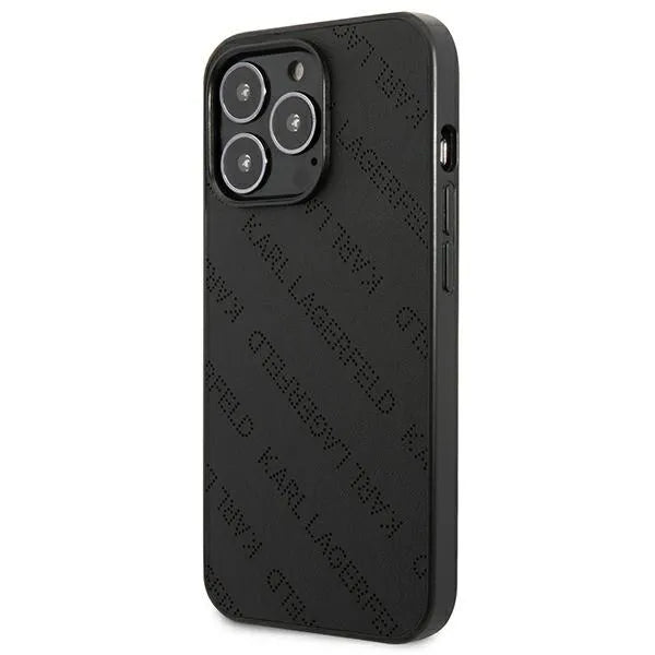 Karl Lagerfeld Perforated Allover – dėklas iPhone 13 Pro Max telefonui (juodas)