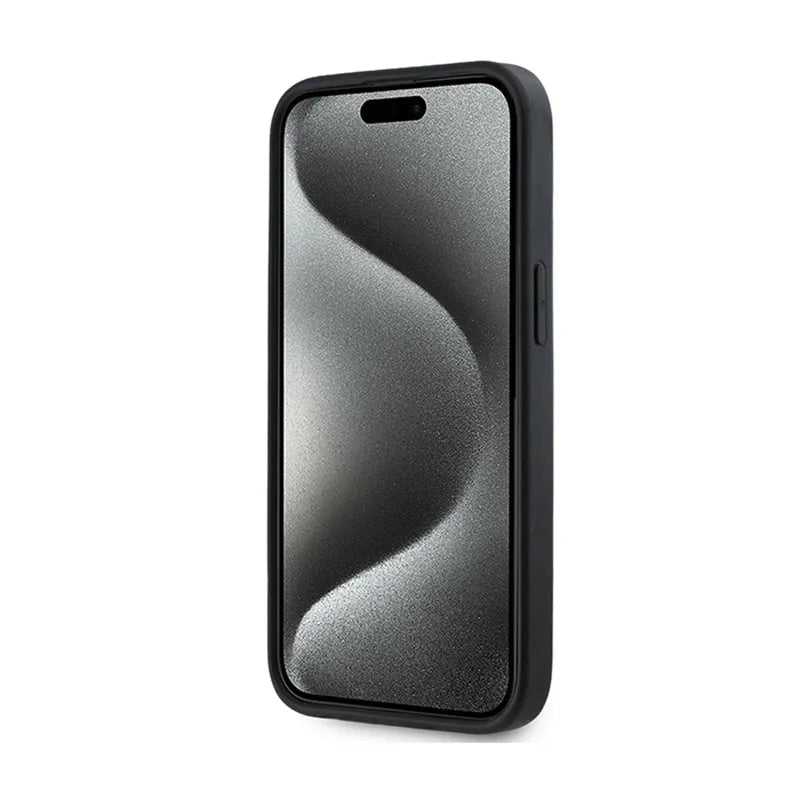 DKNY 3D Rubber Repeat Pattern – Dėklas iPhone 15 / 14 / 13 (juodas)