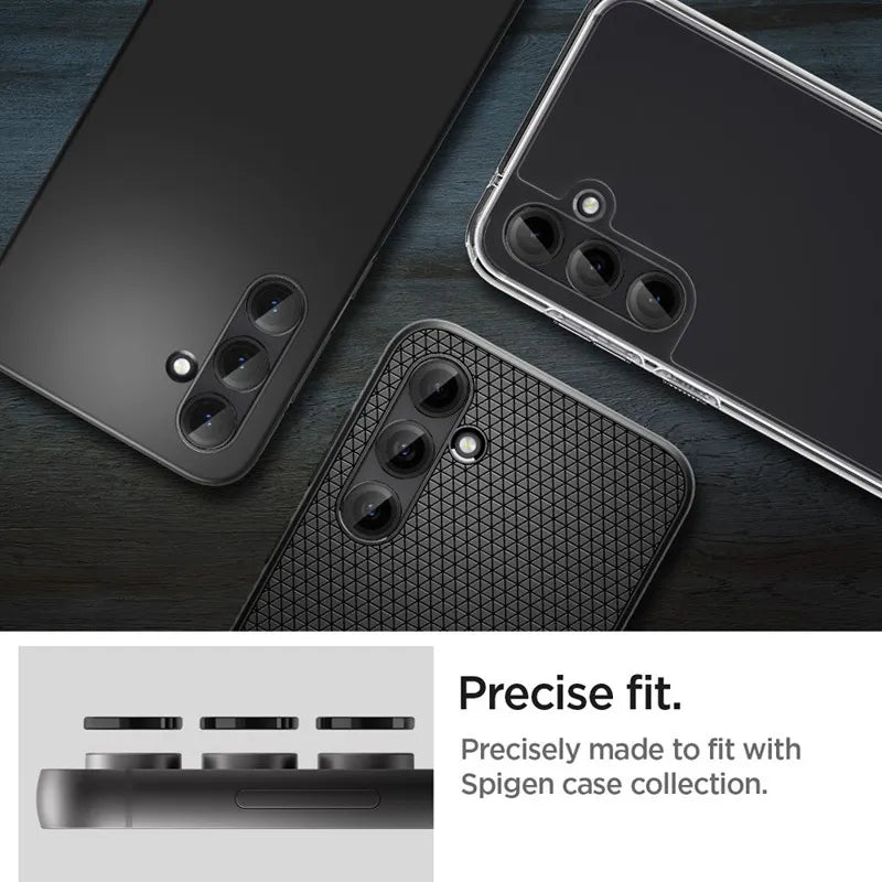 Spigen Optik Pro GLAS.TR EZ Fit kameros apsauga 2 vnt. pakuotė - Objektyvo apsauginis stiklas Samsung Galaxy S23 FE (2 vnt.) (Juodas)