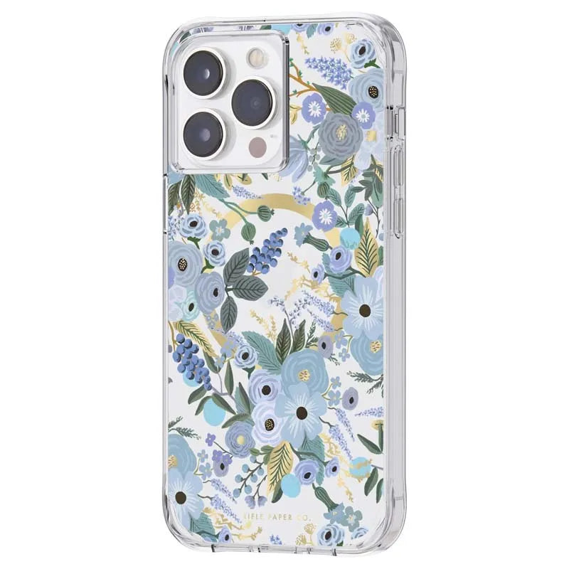 Rifle Paper Clear MagSafe - Dėklas „iPhone 14 Pro Max“ telefonui (Garden Party Blue)
