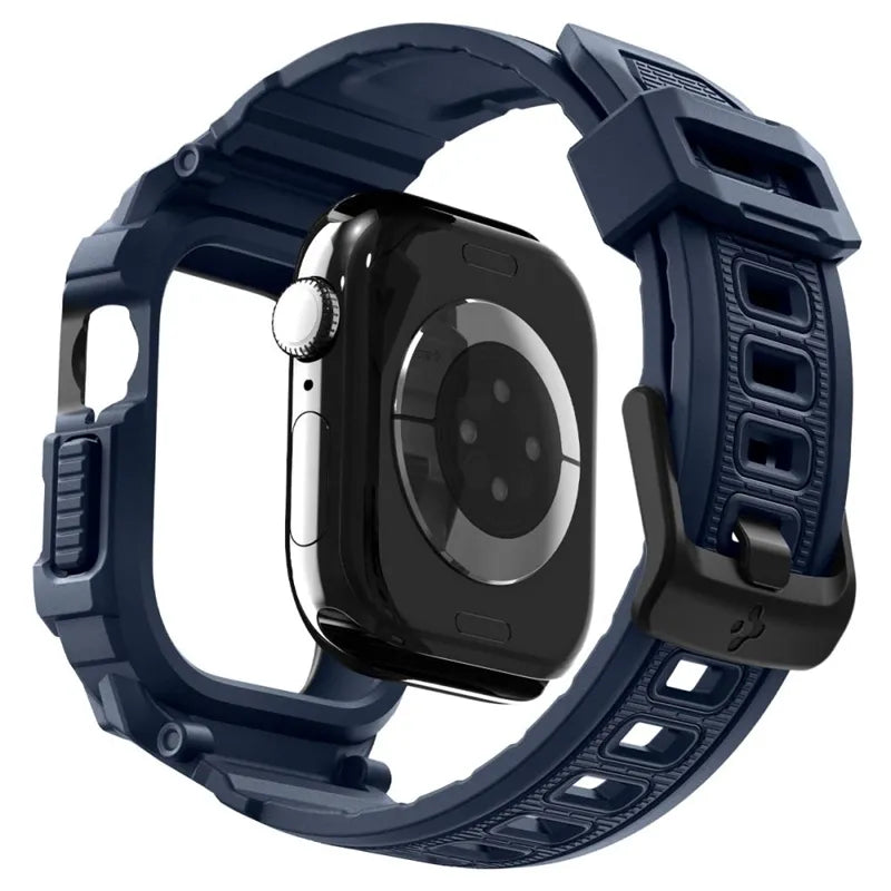 Spigen Rugged Armor Pro V2 – Apyrankė su dėklu, skirta Apple Watch 10/11 42mm (tamsiai mėlyna)