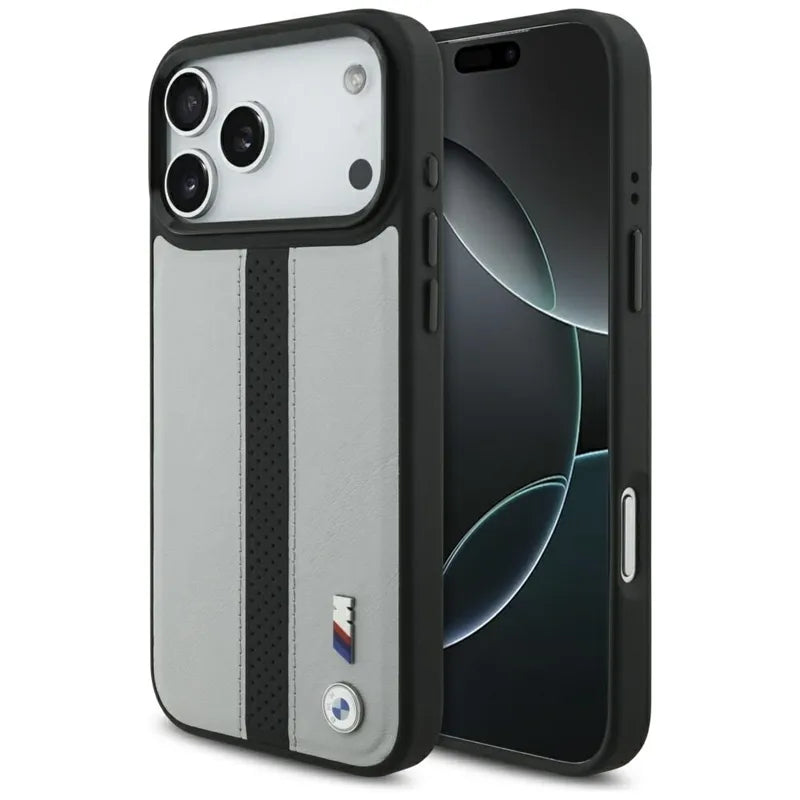 BMW M Perforated Stripe Logo MagSafe – iPhone 17 Pro Max dėklas (pilkas)