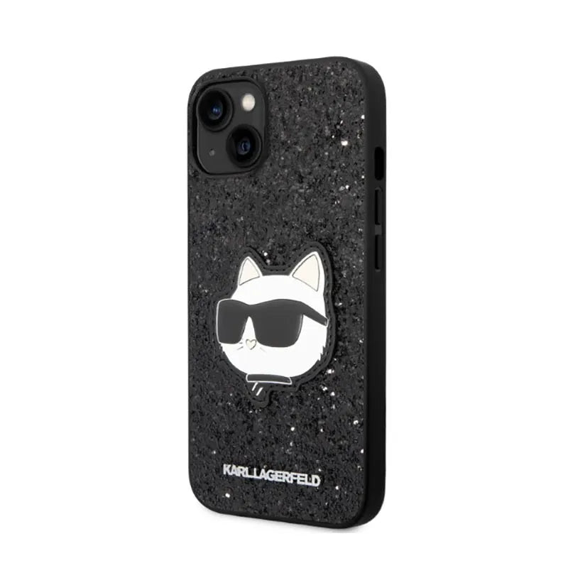 Karl Lagerfeld NFT Glitter Choupette Patch – dėklas iPhone 14 Plus (juodas)