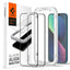 Spigen Alm Glass FC 2-Pack – grūdintas stiklas, skirtas iPhone 17e / 16e / 14 / 13 / 13 Pro, 2 vnt. (juodas rėmelis)