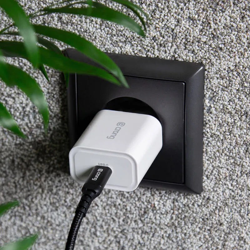 Crong USB-C kelioninis įkroviklis – USB-C Power Delivery 20 W sieninis įkroviklis (baltas)