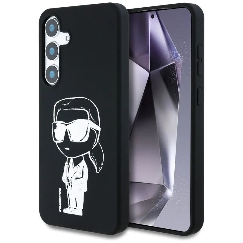 Karl Lagerfeld Silicone Graffiti Ikonik Printed Logo MagSafe dėklas Samsung Galaxy S25 (juodas)