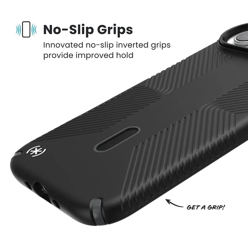 Speck Presidio2 Grip ClickLock ir MagSafe – iPhone Air dėklas (juodas / skalūno pilka / baltas)