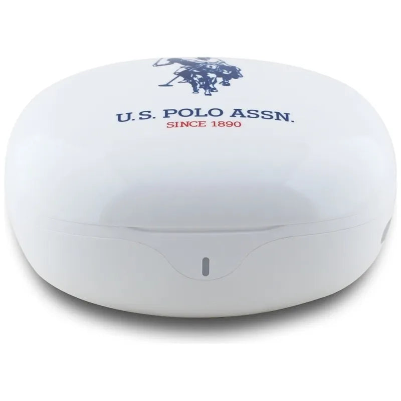 US Polo Assn DH Logo – TWS ausinės + įkrovimo dėklas (baltos)