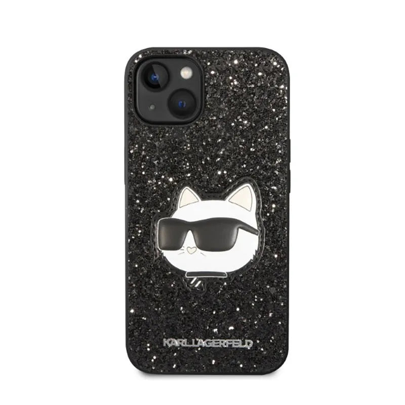 Karl Lagerfeld NFT Glitter Choupette Patch – dėklas iPhone 14 Plus (juodas)