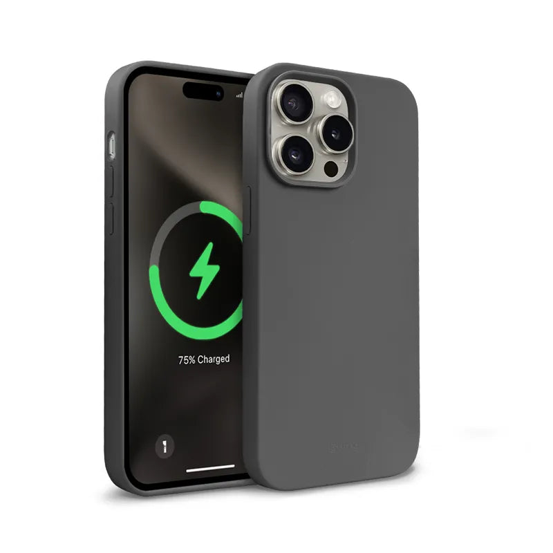 Crong Color Cover Magnetic – apsauginis dėklas „iPhone 15 Pro“ su „MagSafe“ (titano spalvos)
