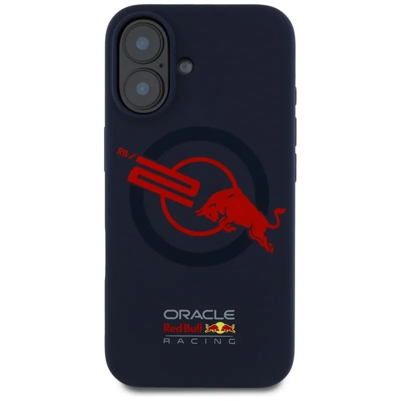 Red Bull HC Silicone Logo Red Lining MagSafe – iPhone 16 dėklas (tamsiai mėlynas)