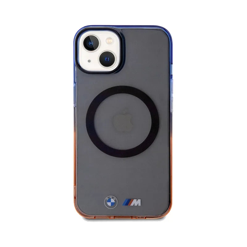 BMW Gradient Bumper MagSafe dėklas skirtas iPhone 15 Plus (pilkas)