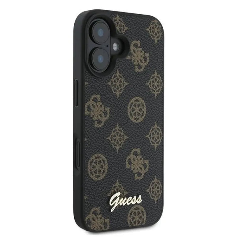 Guess Peony Script MagSafe – dėklas iPhone 16 Plus (juodas)