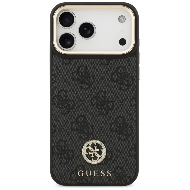 Guess 4G Strass Logo MagSafe – dėklas iPhone 17 Pro Max (juodas)