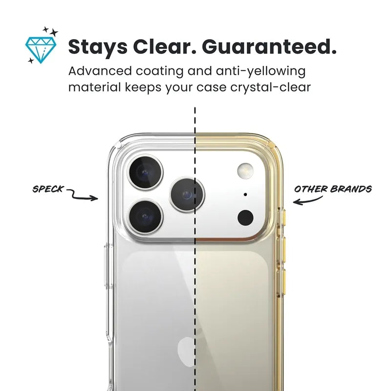 Speck Presidio Perfect-Clear – dėklas iPhone 17 Pro (skaidrus)
