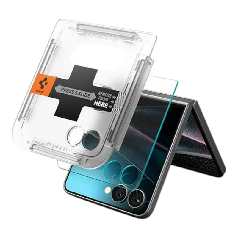 Spigen GLAS.TR EZ Fit HD – grūdintas stiklas Samsung Galaxy Z Flip 7 telefonui