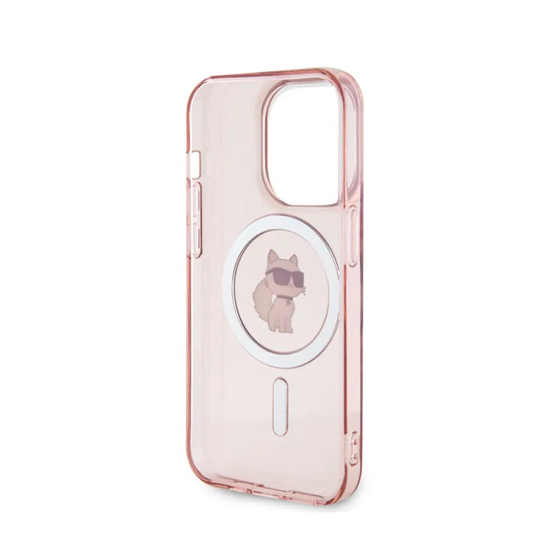 Karl Lagerfeld IML Choupette MagSafe dėklas, skirtas iPhone 15 Pro (rožinis)