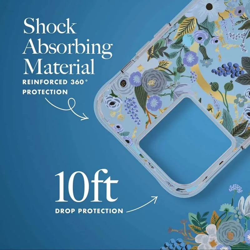Rifle Paper Clear MagSafe - Dėklas „iPhone 14 Pro Max“ telefonui (Garden Party Blue)