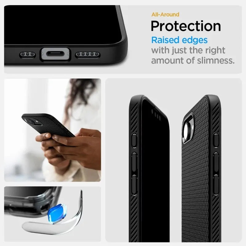 Spigen Liquid Air Mag MagSafe – dėklas iPhone 17e / 16e (matinė juoda)