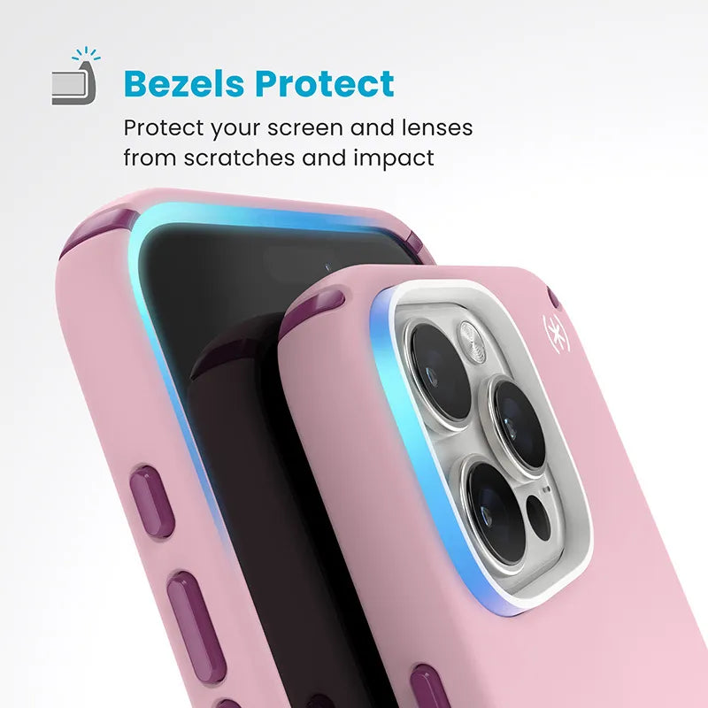 Speck Presidio2 Pro ClickLock & MagSafe dėklas - iPhone 16 Pro Max (Wednesday Pink / Boysenberry Purple / White)