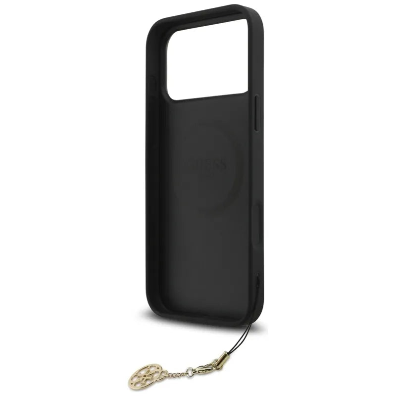 Guess 4G Charms Collection MagSafe – dėklas iPhone 17 Pro Max (juodas)