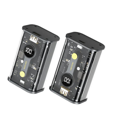 WEKOME WP-333 Vanguard Series – Išorinė baterija (power bank) 10000 mAh Super Charging PD 20W + QC 22.5W (juoda / skaidri)