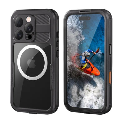 Crong Seal Cover – IP68 vandeniui atsparus dėklas, skirtas iPhone 16 Pro (juodas)