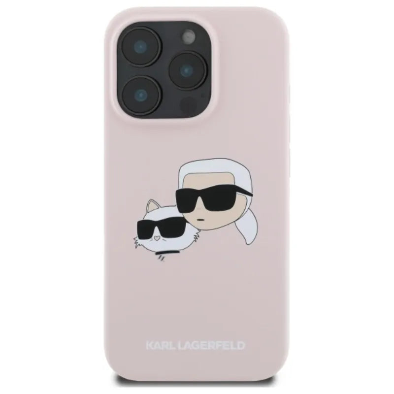 Karl Lagerfeld Silicone Double Heads Print MagSafe – Dėklas iPhone 16 Pro (rožinis)