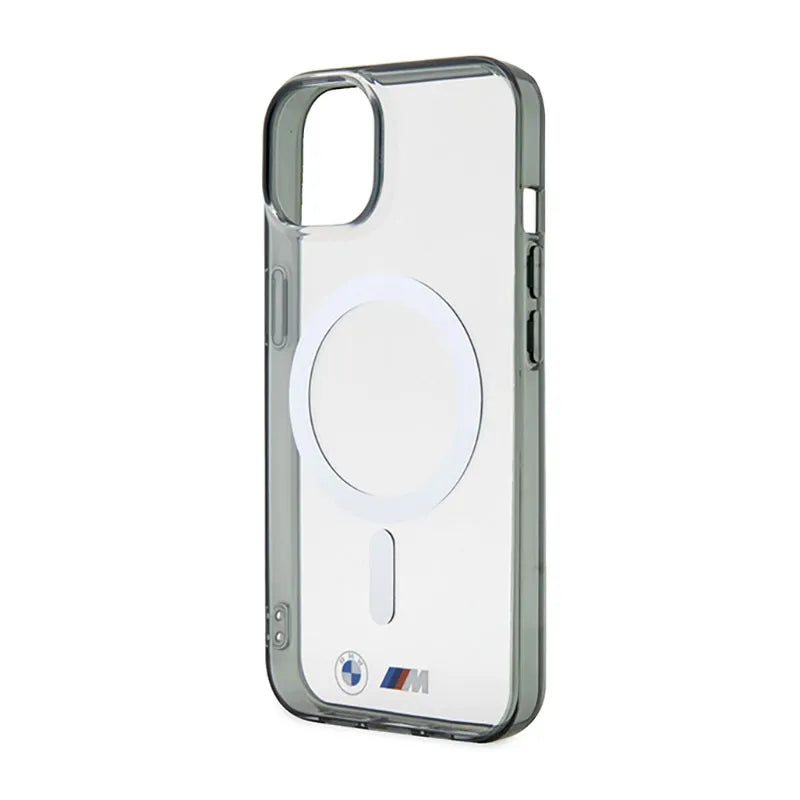 BMW Silver Ring MagSafe dėklas, skirtas iPhone 14 (skaidrus)