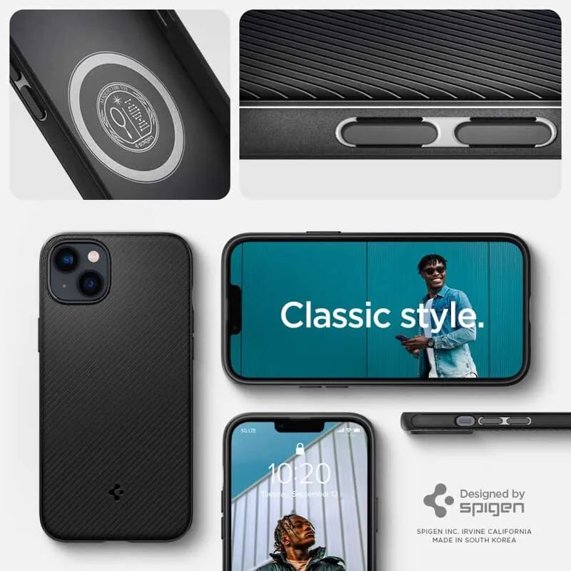 Spigen Mag Armor – dėklas iPhone 15 Plus / iPhone 14 Plus (juodas)