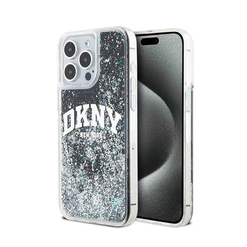 DKNY Liquid Glitter Big Logo - dėklas iPhone 14 Pro Max (juodas)