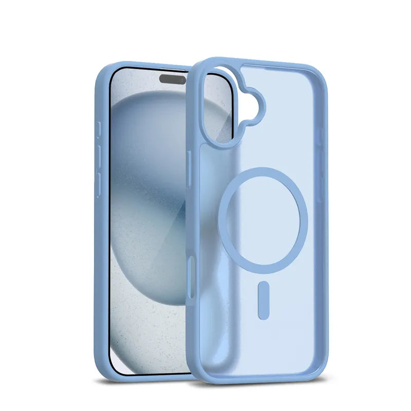 Crong Hybrid Matte Magnetic – MagSafe dėklas iPhone 17 (mėlynas)