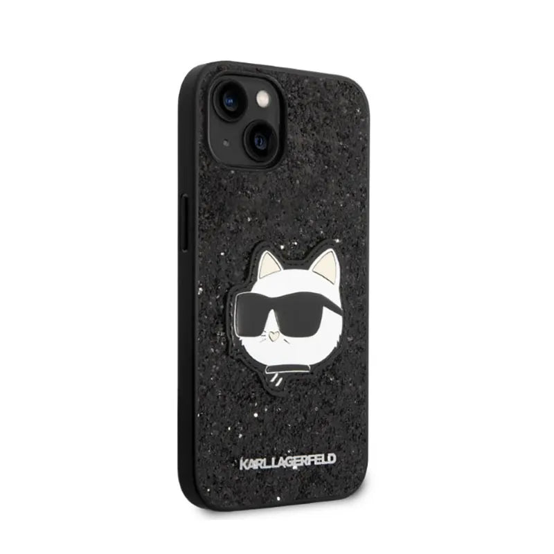 Karl Lagerfeld NFT Glitter Choupette Patch – dėklas iPhone 14 Plus (juodas)
