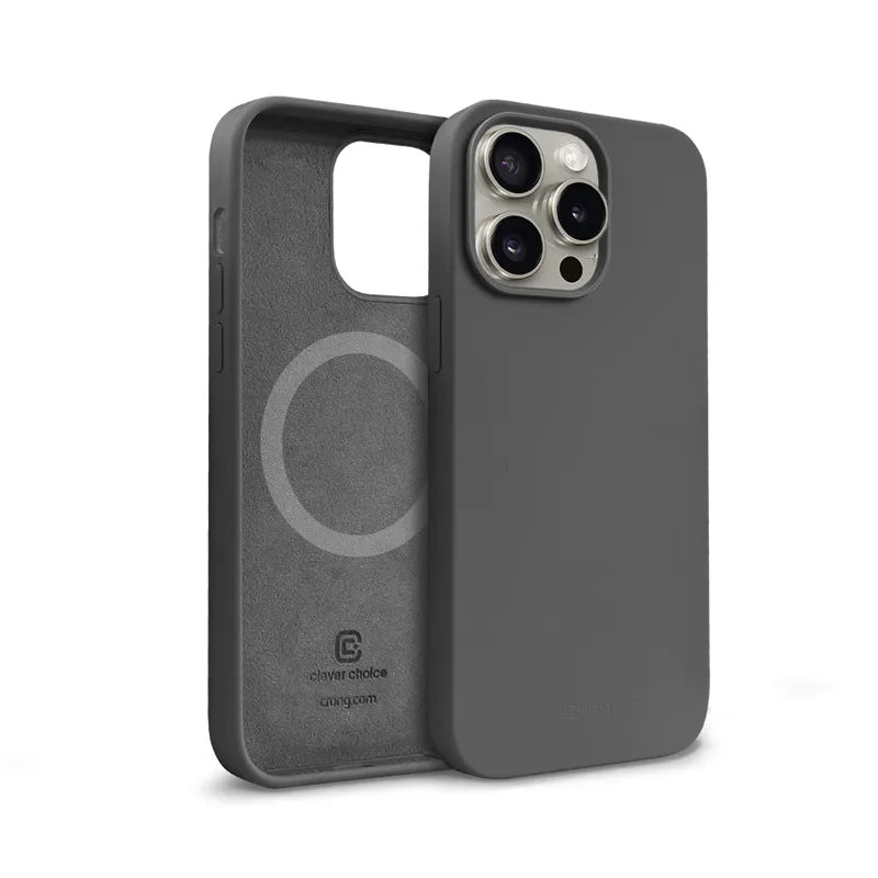 Crong Color Cover Magnetic – apsauginis dėklas „iPhone 15 Pro“ su „MagSafe“ (titano spalvos)