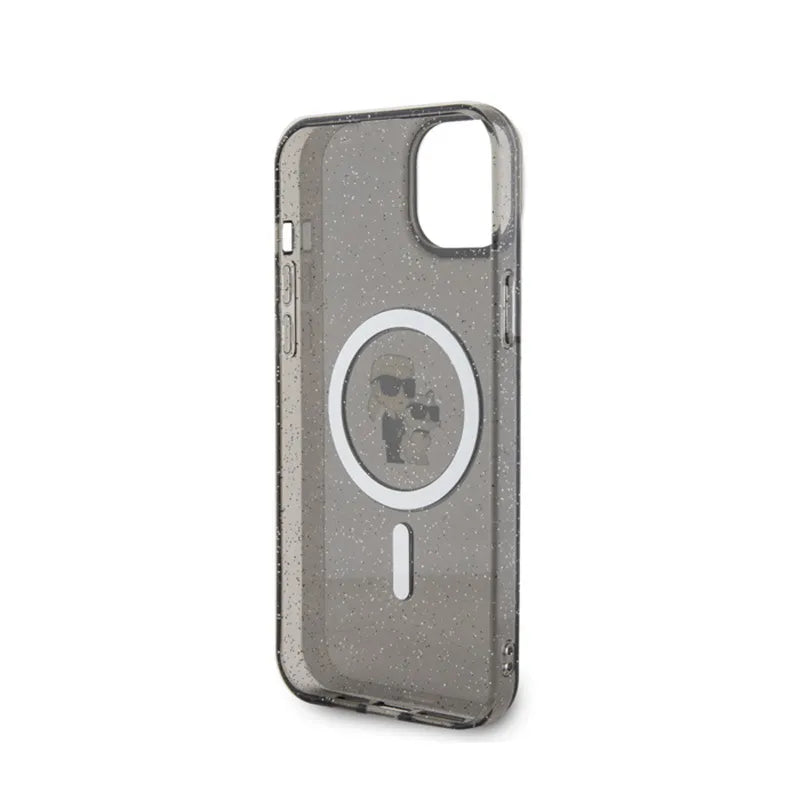Karl Lagerfeld Karl & Choupette Glitter Magsafe - Dėklas iPhone 15 Plus (juodas)