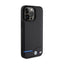 BMW Leather Carbon Blue Line – dėklas iPhone 15 Pro Max (juodas)