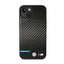 BMW Leather Carbon Blue Line – dėklas iPhone 14 Plus (juodas)