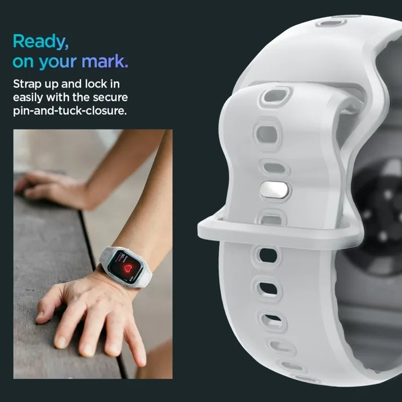 Spigen Liquid Air Pro – dirželis su korpusu, skirtas Apple Watch 10 46 mm (pilkas)