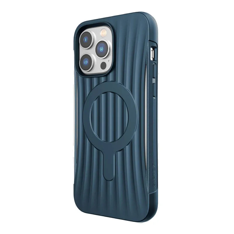 X-Doria Raptic Clutch MagSafe – biologiškai skaidus dėklas, skirtas iPhone 14 Pro Max (išbandyta atsparumas kritimui iš 3 m) (Marine Blue)