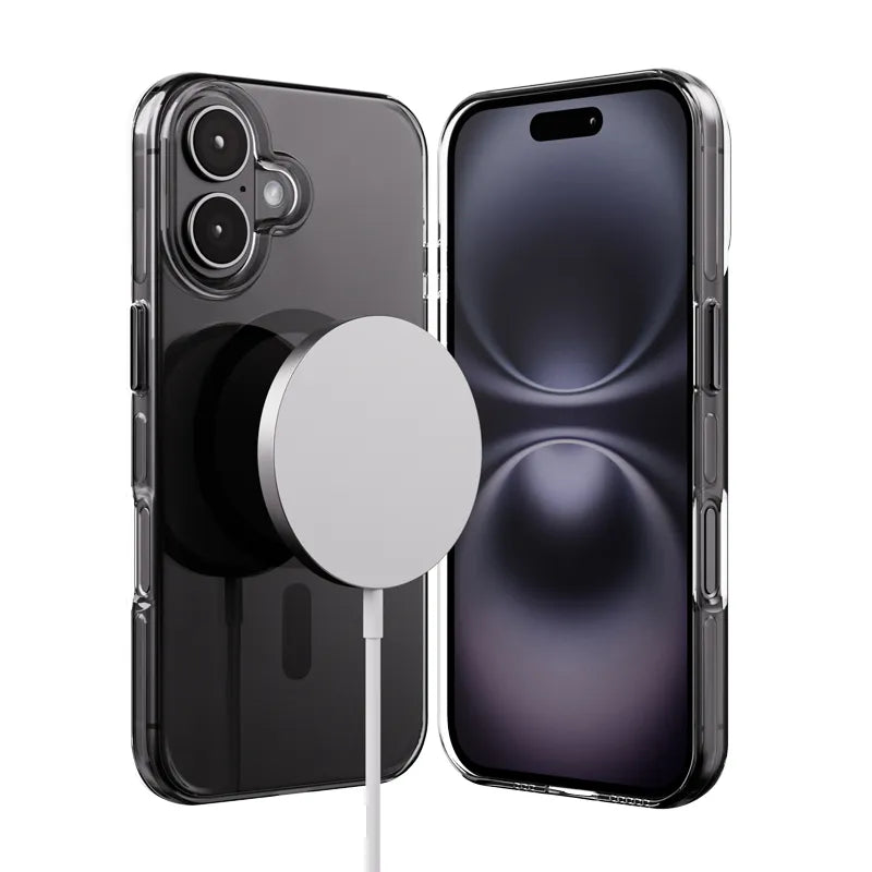 Crong Clear MAG Pro – iPhone 16 MagSafe dėklas (juodas)