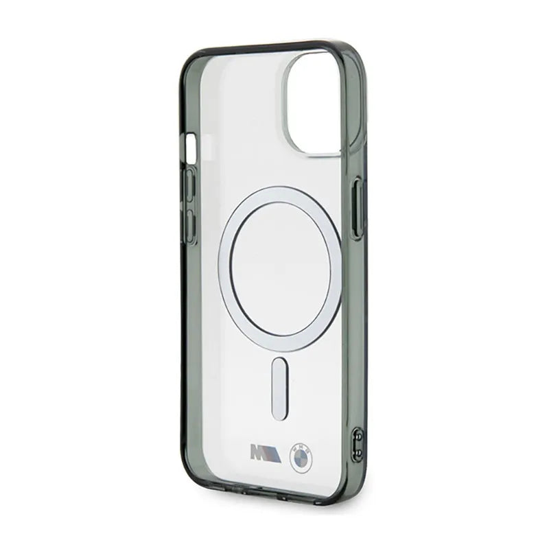 BMW Silver Ring MagSafe dėklas, skirtas iPhone 14 (skaidrus)