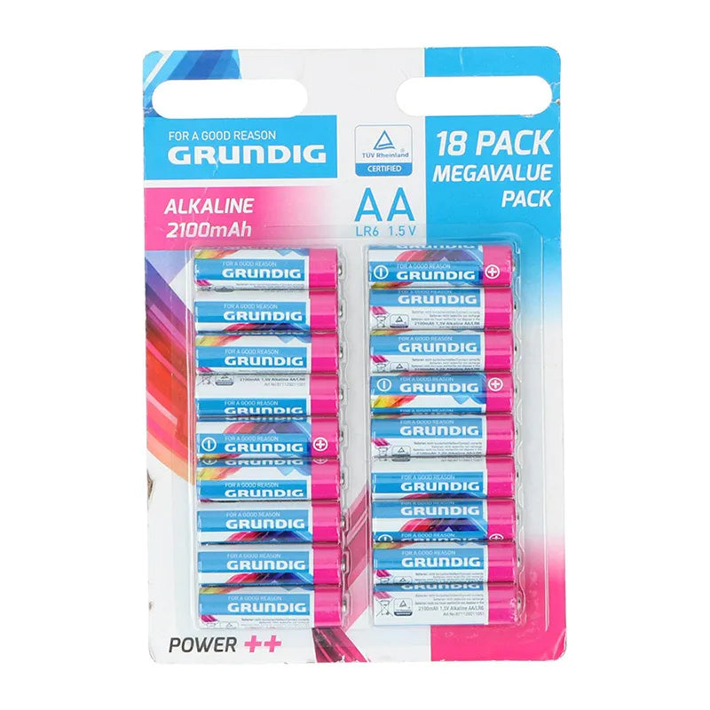 Grundig – šarminių AA / LR6 1,5 V baterijų rinkinys, 18 vnt.