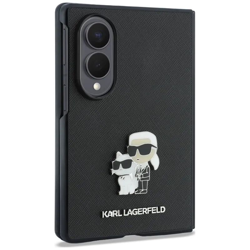 Karl Lagerfeld Saffiano Karl & Choupette Pin - Samsung Galaxy Z Fold 8 dėklas (juodas)