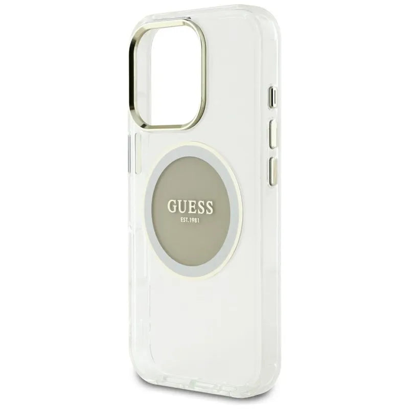 „Guess IML Metal Colored Circle Classic Logo MagSafe“ – dėklas, skirtas „iPhone 16 Pro Max“ (pilkas)