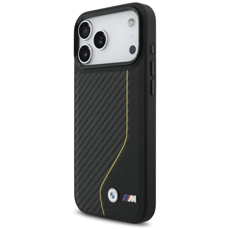 BMW M Carbon Line & Logo MagSafe – dėklas iPhone 17 Pro Max (geltonas)