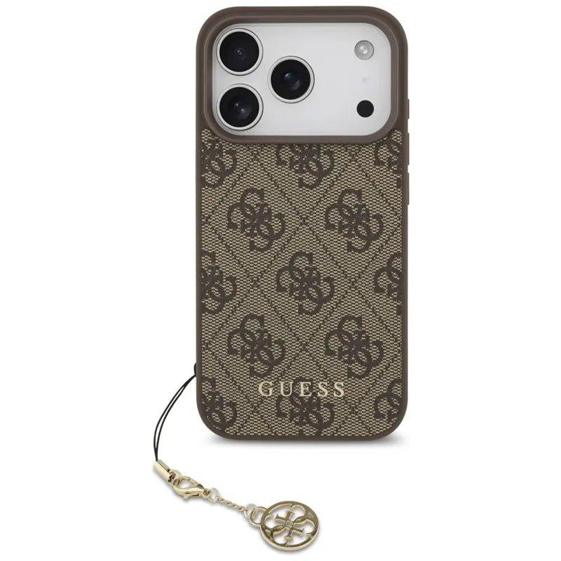 Guess 4G Charms Collection MagSafe – iPhone 17 Pro dėklas (rudas)