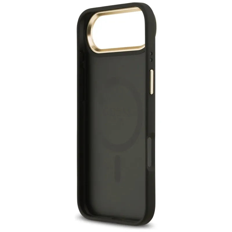 Guess Grained Strass Logo MagSafe - Dėklas iPhone Air (juodas)