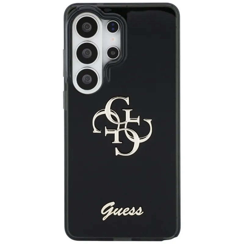 Guess IML Big Metal 4G Script – dėklas Samsung Galaxy S26 Ultra (juodas)